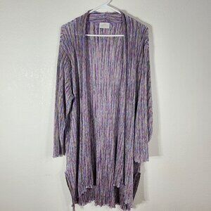 Linda Lundström Multicolor One Size Open Drape Cardigan Tunic Sweater Lavender